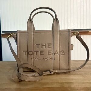 Marc Jacobs Genuine Taupe Leather Crossbody Tote Bag